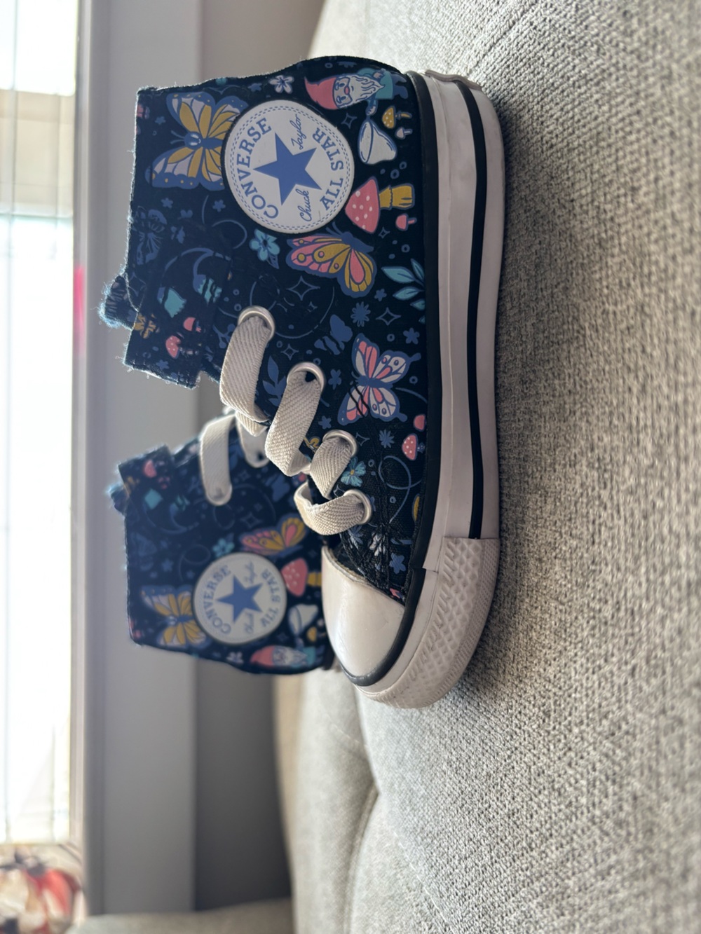 Converse Kids Navy High-Top Sneakers with Colorful Butterfly Print